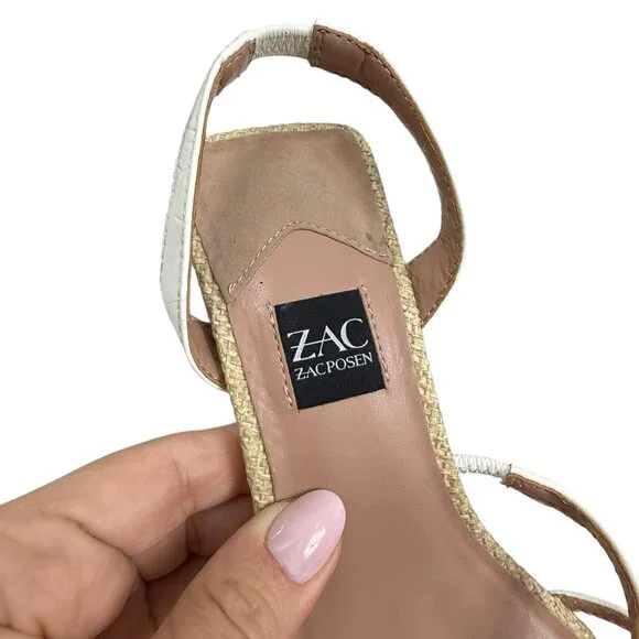 Zac Posen Sammy Leather & woven material women's strappy heeled sandals sz 6.5 - Picture 7 of 9